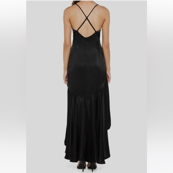 Bardot black high-low Olea ruffle midi slip dress - size 2 (XS - Small) - Picture 3 of 6